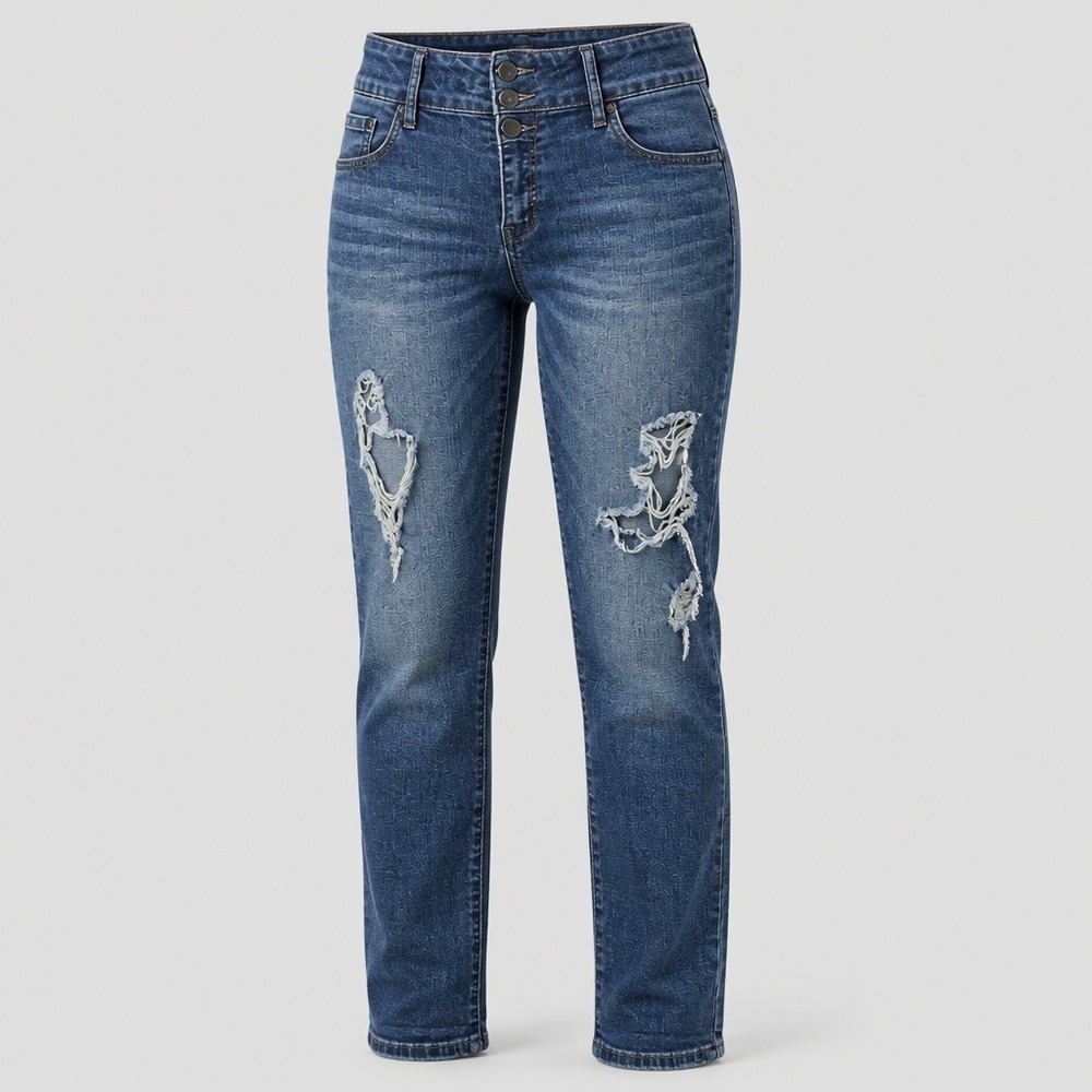 Refuge Womens High Waisted Distressed Jeans Blue Size 12 Multi Button Fly